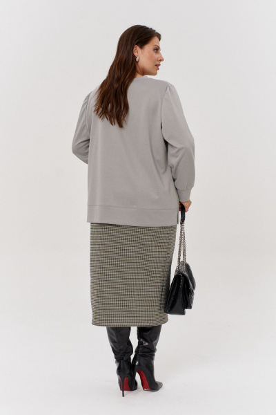 Юбка миди из жаккардового трикотажа с разрезом OVERYOU М173/1 мультиколор_серый - фото 2