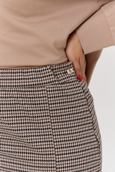 Юбка миди из трикотажа с эффектом утяжки и разрезом OVERYOU М173 мультиколор_бежевый - фото 5