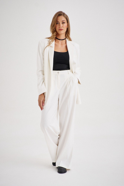 Деловой белый жакет с английским воротником EZER 1041 - фото 6