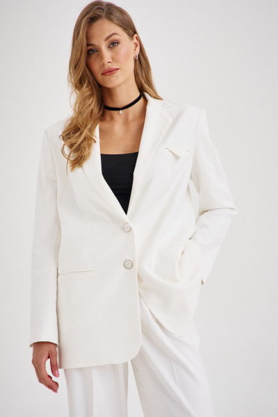 Деловой белый жакет с английским воротником EZER 1041 - фото 3
