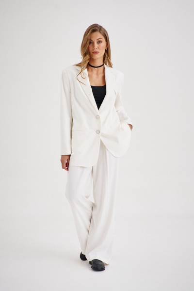 Деловой белый жакет с английским воротником EZER 1041 - фото 1