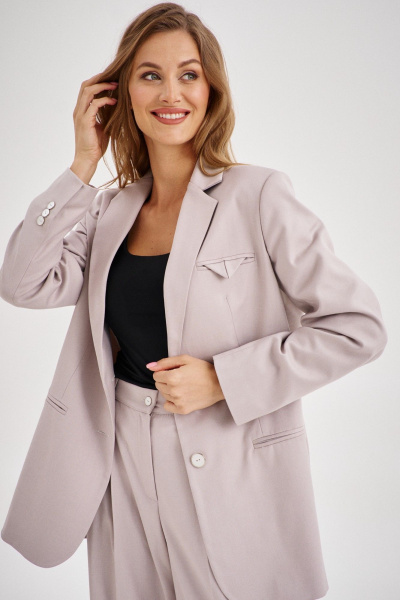 Серый деловой жакет свободного кроя EZER 1042 - фото 4