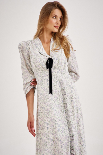 Миди-платье с вырезом, оборками и бантом на рукавах EZER 1501 - фото 4