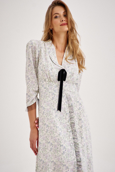 Миди-платье с вырезом, оборками и бантом на рукавах EZER 1501 - фото 3