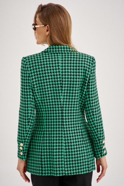 Деловой костюм жакет и брюки из текстиля с приталенным силуэтом EZER 2034 черно-зеленый - фото 5