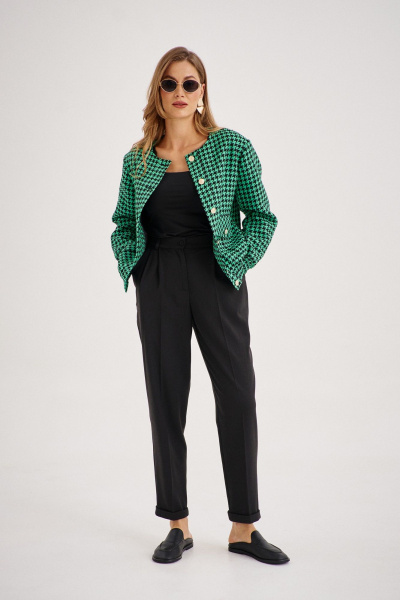 Деловой бомбер и брюки из текстиля с обтягивающим силуэтом EZER 2035 черно-зеленый - фото 6