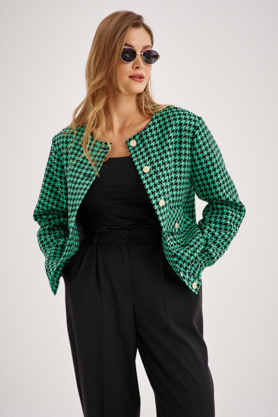 Деловой бомбер и брюки из текстиля с обтягивающим силуэтом EZER 2035 черно-зеленый - фото 4