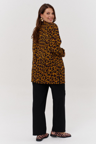 Классическая блуза из стрейчевой ткани для ежедневного образа OVERYOU М168 леопард - фото 7
