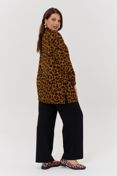 Классическая блуза из стрейчевой ткани для ежедневного образа OVERYOU М168 леопард - фото 3