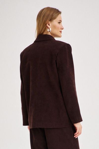 Жакет из вельвета приталенный с отложным воротником EZER 1702 тёмный_шоколад - фото 6