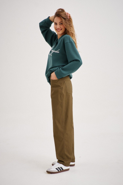 Комплект из жакета и свитшота с джинсами-бананами из хлопка EZER 2104 глубокий_зелёный/хаки - фото 3