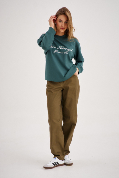 Комплект из жакета и свитшота с джинсами-бананами из хлопка EZER 2104 глубокий_зелёный/хаки - фото 2