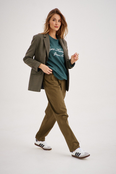 Комплект из жакета и юбки-миди из вельвета и трикотажа EZER 3002 зелёный/глубокий_зелёный/хаки - фото 5