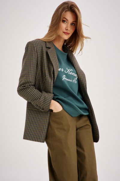 Комплект из жакета и юбки-миди из вельвета и трикотажа EZER 3002 зелёный/глубокий_зелёный/хаки - фото 4