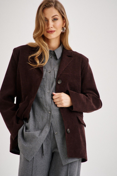 Брюки, жакет, рубашка EZER 3006 тёмный_шоколад/серый_меланж - фото 6