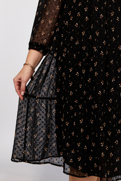 Черное шифоновое платье миди с рукавом и пуговицами Algranda А3967-o - фото 3