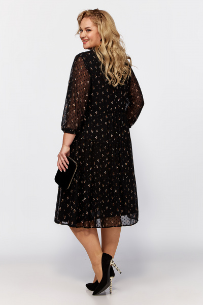 Черное шифоновое платье миди с рукавом и пуговицами Algranda А3967-o - фото 9