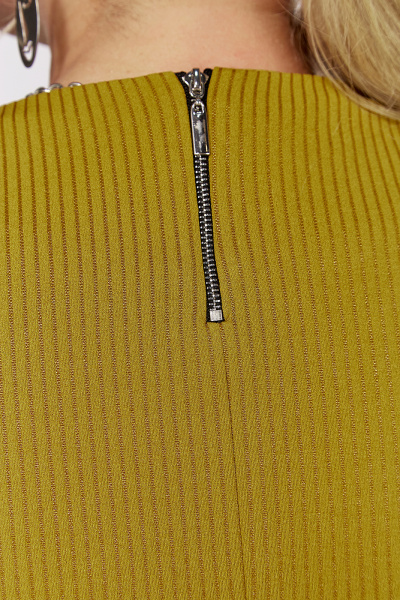 Желтое трикотажное платье с разрезом и складками Algranda А4027 - фото 2