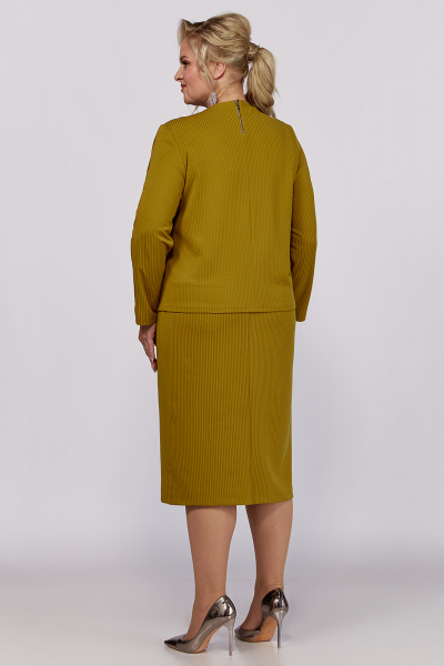 Желтое трикотажное платье с разрезом и складками Algranda А4027 - фото 7