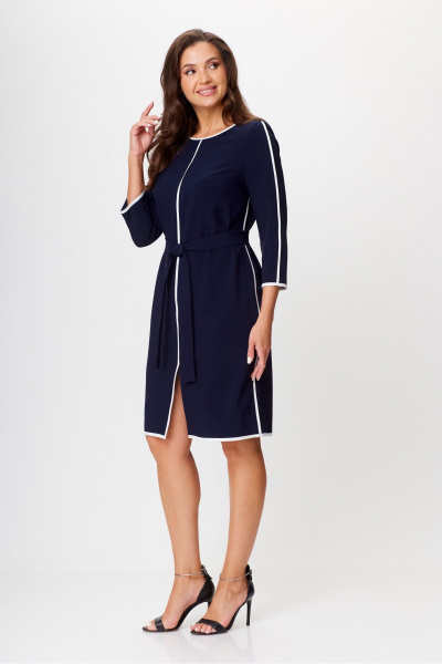 Демисезонное платье из текстиля длиной 98 см DaLi 5707 синее - фото 6