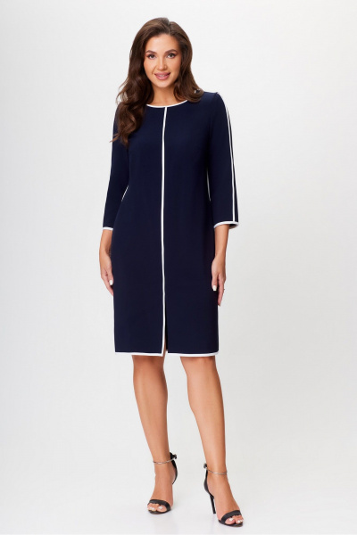 Демисезонное платье из текстиля длиной 98 см DaLi 5707 синее - фото 1