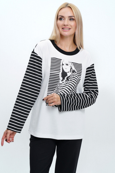 Блуза с печатным принтом и широкие брюки из вискозы и трикотажа Alani Collection 2233/1 - фото 4