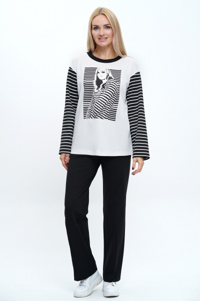 Блуза с печатным принтом и широкие брюки из вискозы и трикотажа Alani Collection 2233/1 - фото 3