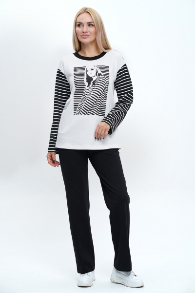 Блуза с печатным принтом и широкие брюки из вискозы и трикотажа Alani Collection 2233/1 - фото 2