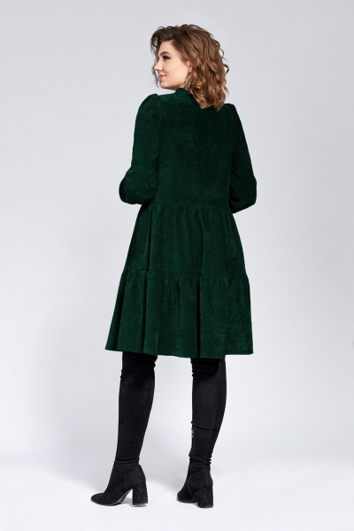 Платье свободного силуэта с валанами и рюшами Милора-стиль 1137 тёмно-зелёный - фото 2