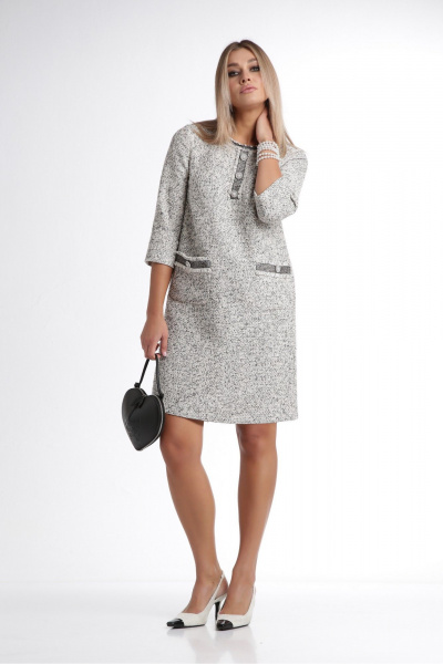 Платье прямого силуэта из рогожки с декоративной отделкой DOGGI 3747 мультиколор - фото 1