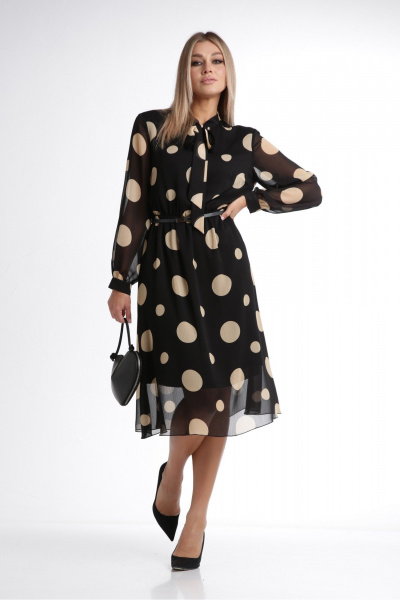 Платье миди шифоновое с отрезным кроем и поясом DOGGI 3749 - фото 6