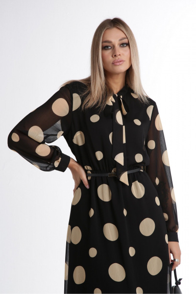 Платье миди шифоновое с отрезным кроем и поясом DOGGI 3749 - фото 3