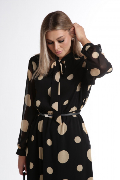 Платье миди шифоновое с отрезным кроем и поясом DOGGI 3749 - фото 5