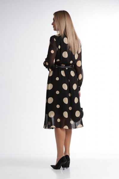 Платье миди шифоновое с отрезным кроем и поясом DOGGI 3749 - фото 4