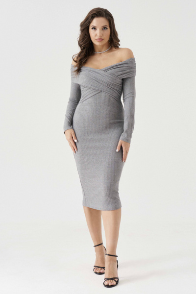 Платье из трикотажа полуприлегающего силуэта и спущенными рукавами Панда 190080w серый - фото 1