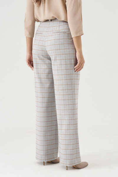 Брюки прямые из текстиля с складками и карманами Панда 191260w серый - фото 7