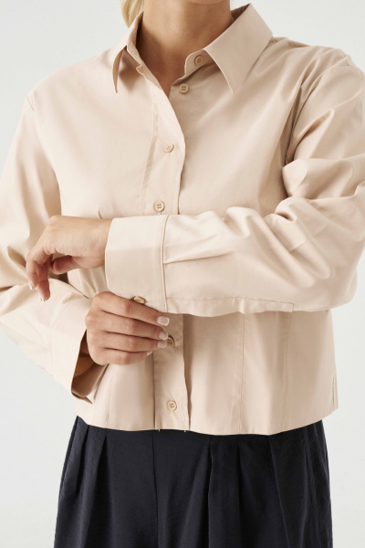 Блуза с рубашечным воротником и застежкой на пуговицы Панда 191440w бежевый - фото 3