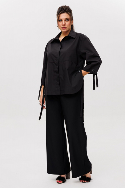 Рубашка свободного кроя из хлопка с удлиненной спинкой Anelli 1496 сумерки - фото 7