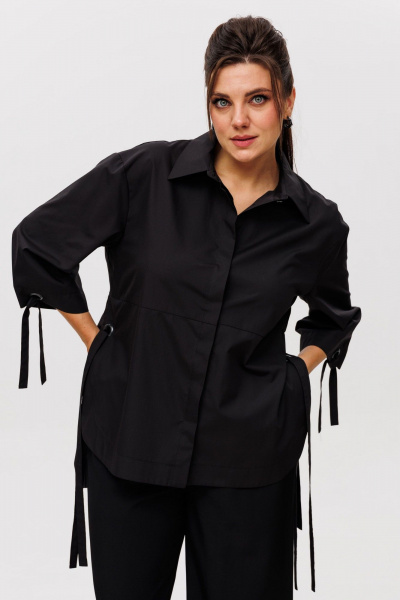 Рубашка свободного кроя из хлопка с удлиненной спинкой Anelli 1496 сумерки - фото 6