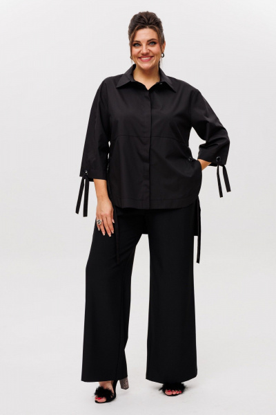 Рубашка свободного кроя из хлопка с удлиненной спинкой Anelli 1496 сумерки - фото 5