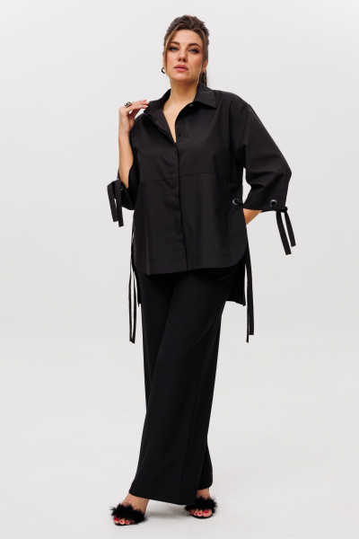 Рубашка свободного кроя из хлопка с удлиненной спинкой Anelli 1496 сумерки - фото 3