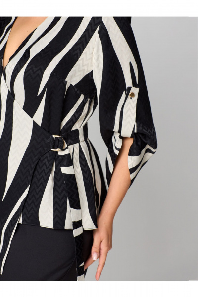 Брюки и туника комплект свободного силуэта из ткани Мишель стиль 1229 черно-молочный - фото 9