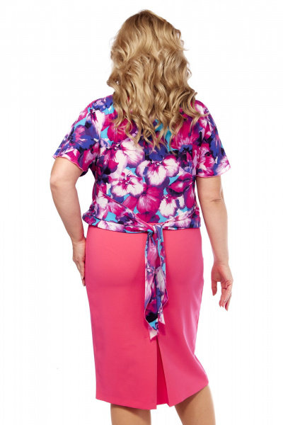 Платье-футляр с бантом и эффектным лифом Abbi 1039 розовый - фото 6