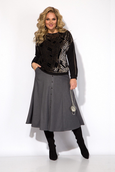 Джемпер и юбка эффектный комплект с вышивкой Liliana 1365к-н - фото 1