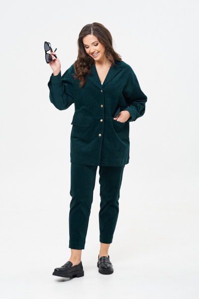 Брюки и жакет вельветовые зауженные демисезон TVIN 7822 темно-бирюзовый - фото 7