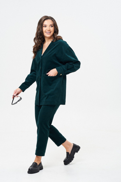 Брюки и жакет вельветовые зауженные демисезон TVIN 7822 темно-бирюзовый - фото 6