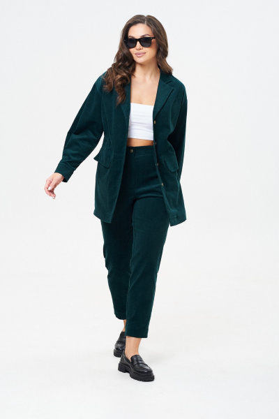 Брюки и жакет вельветовые зауженные демисезон TVIN 7822 темно-бирюзовый - фото 3