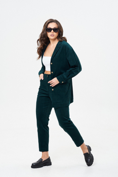 Брюки и жакет вельветовые зауженные демисезон TVIN 7822 темно-бирюзовый - фото 2