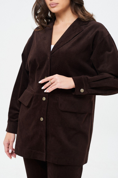 Брюки и жакет вельветовые зауженные демисезон TVIN 7822 шоколад - фото 8