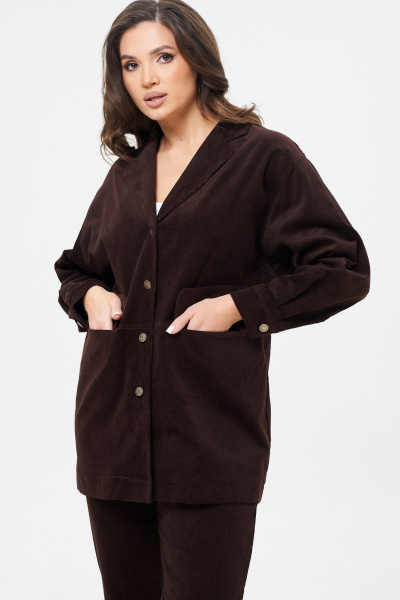 Брюки и жакет вельветовые зауженные демисезон TVIN 7822 шоколад - фото 7